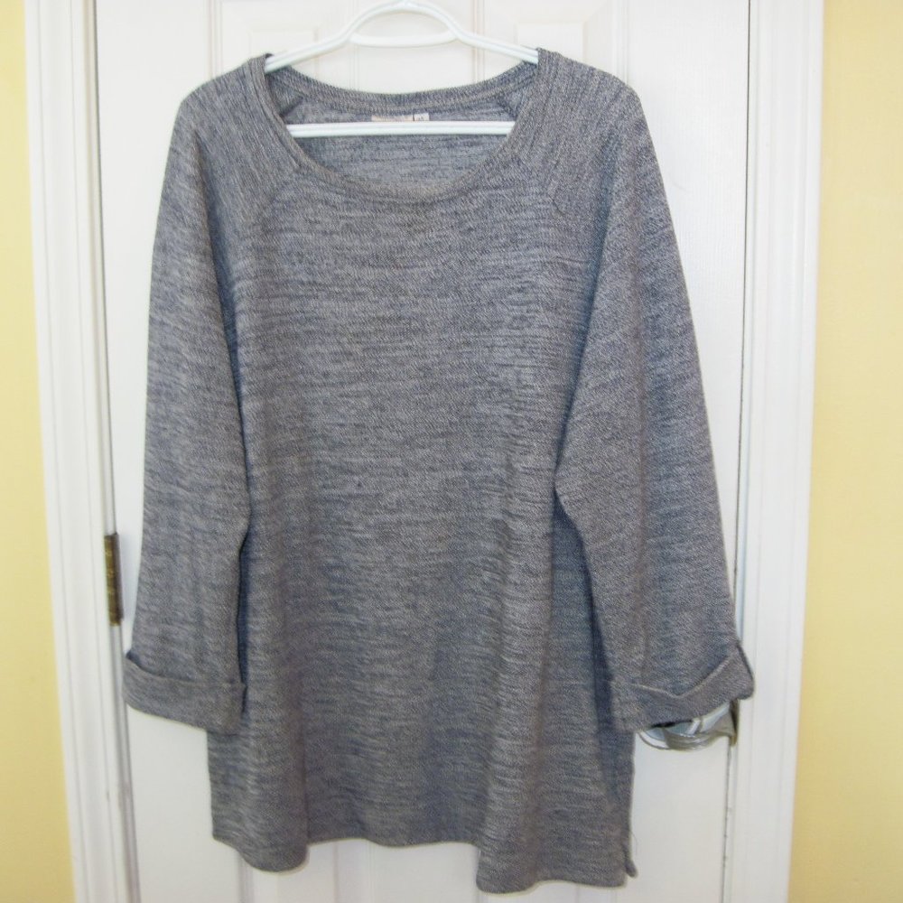 Croft & Barrow Women's 3X black/white heather tunic 3/4 length tab button sleeve